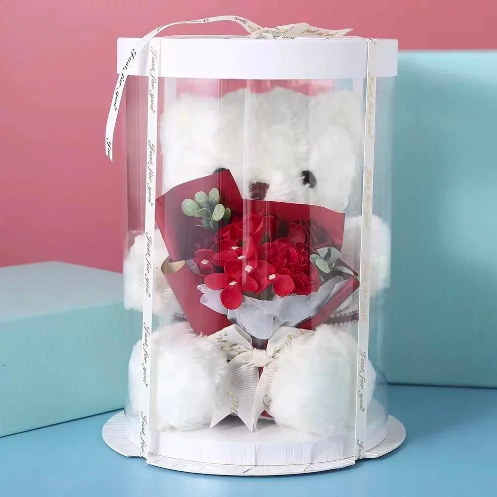 gift teddy bear with soap flower bouquet gift box valentine day gift set  V90109